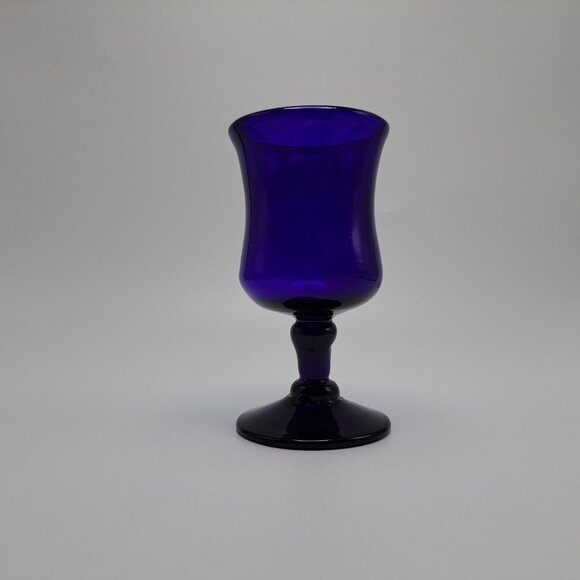Hand Blown Cobalt Blue Glass Goblet - Picture 4 of 9